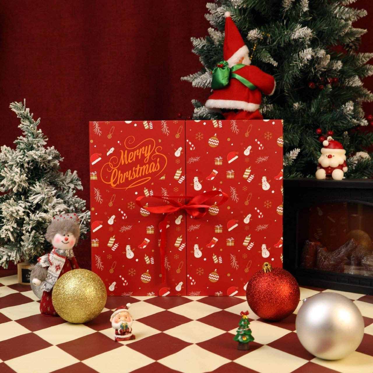 Roza marmorni adventni koledar 2025, škatla za odštevanje 24 dni do božiča-SI