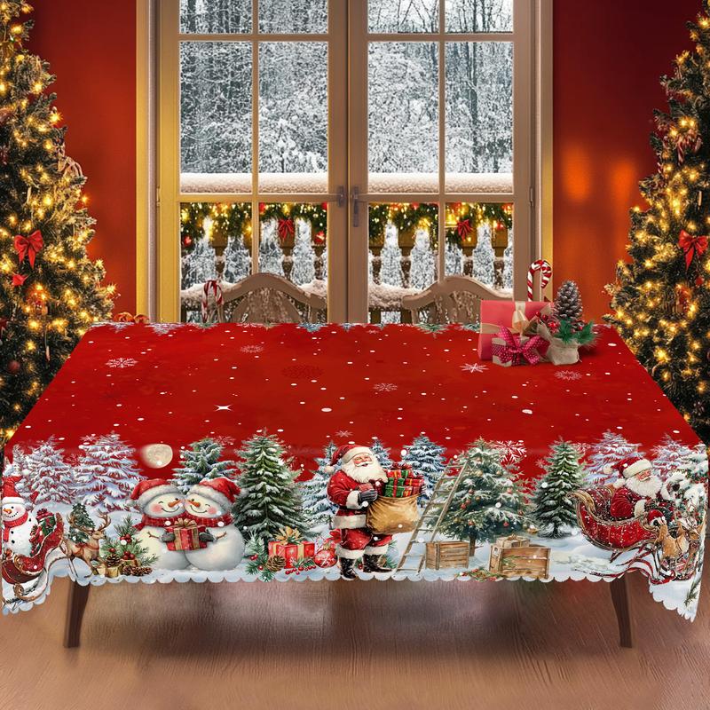 Mantel navideño de primera calidad: un encantador diseño de Papá Noel y renos para disfrutar de momentos alegres en familia.-ES