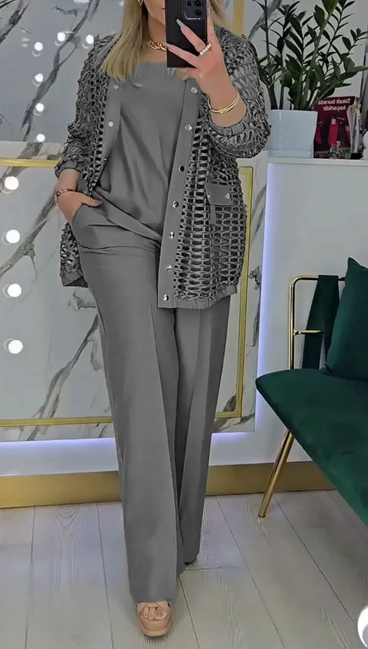 Moteriškas trijų dalių tuščiaviduris kostiumas-LT