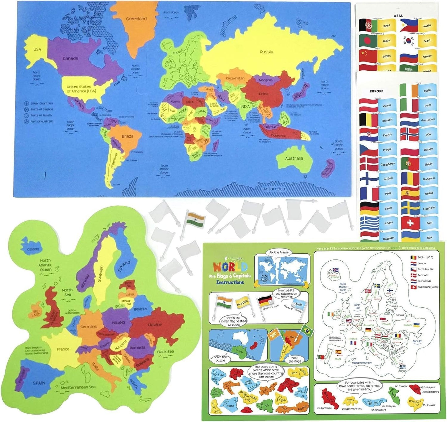 🔥🌍 Pasaulio žemėlapio ir JAV žemėlapio dėlionių rinkinys-LT