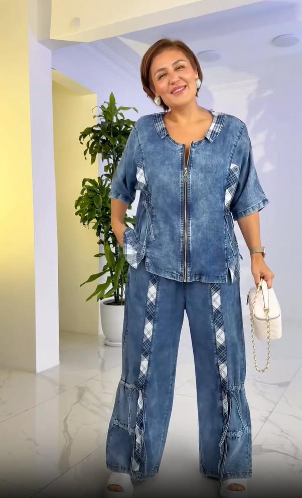Pantalones de cuello redondo de moda de verano para mujer con cremallera.-ES