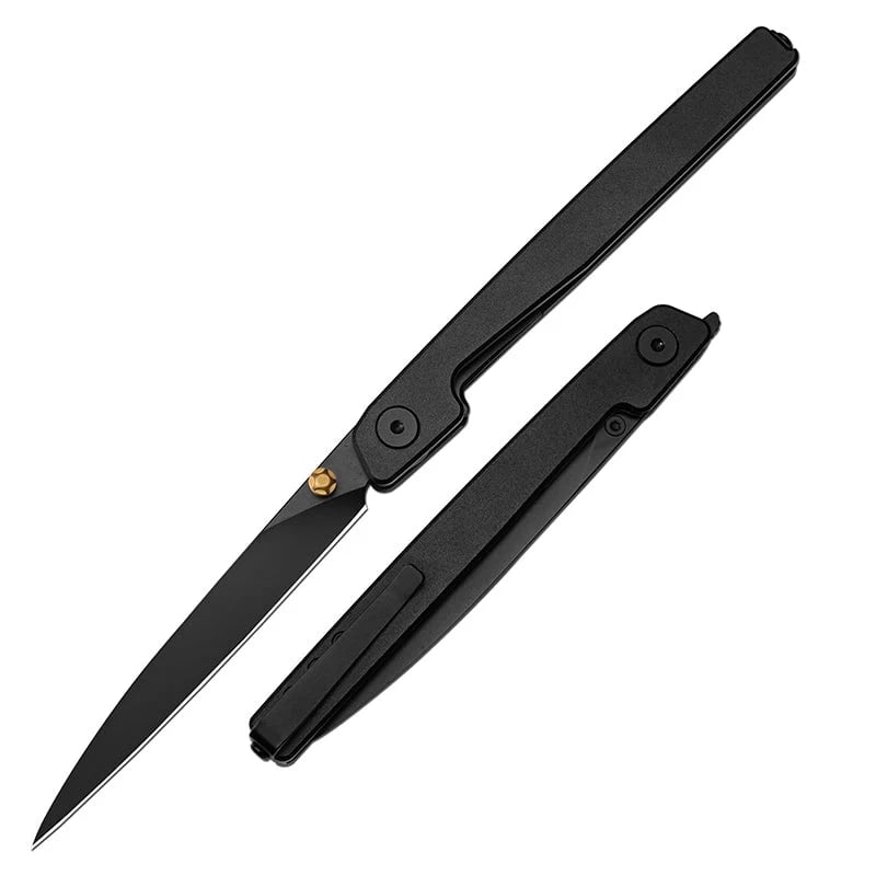 🔥Zadnja dnevna razprodaja 50 % POPUSTA🎉Nož Lanky Liner Lock Front Flipper s črnim aluminijastim ročajem-SI