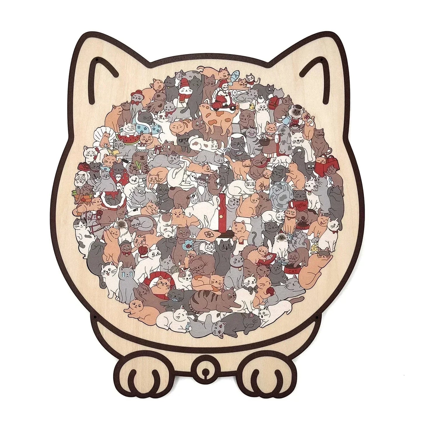 🎅🎄Rompecabezas de madera con forma de gato, 135 piezas, en colores Morandi🐱🎁-ES