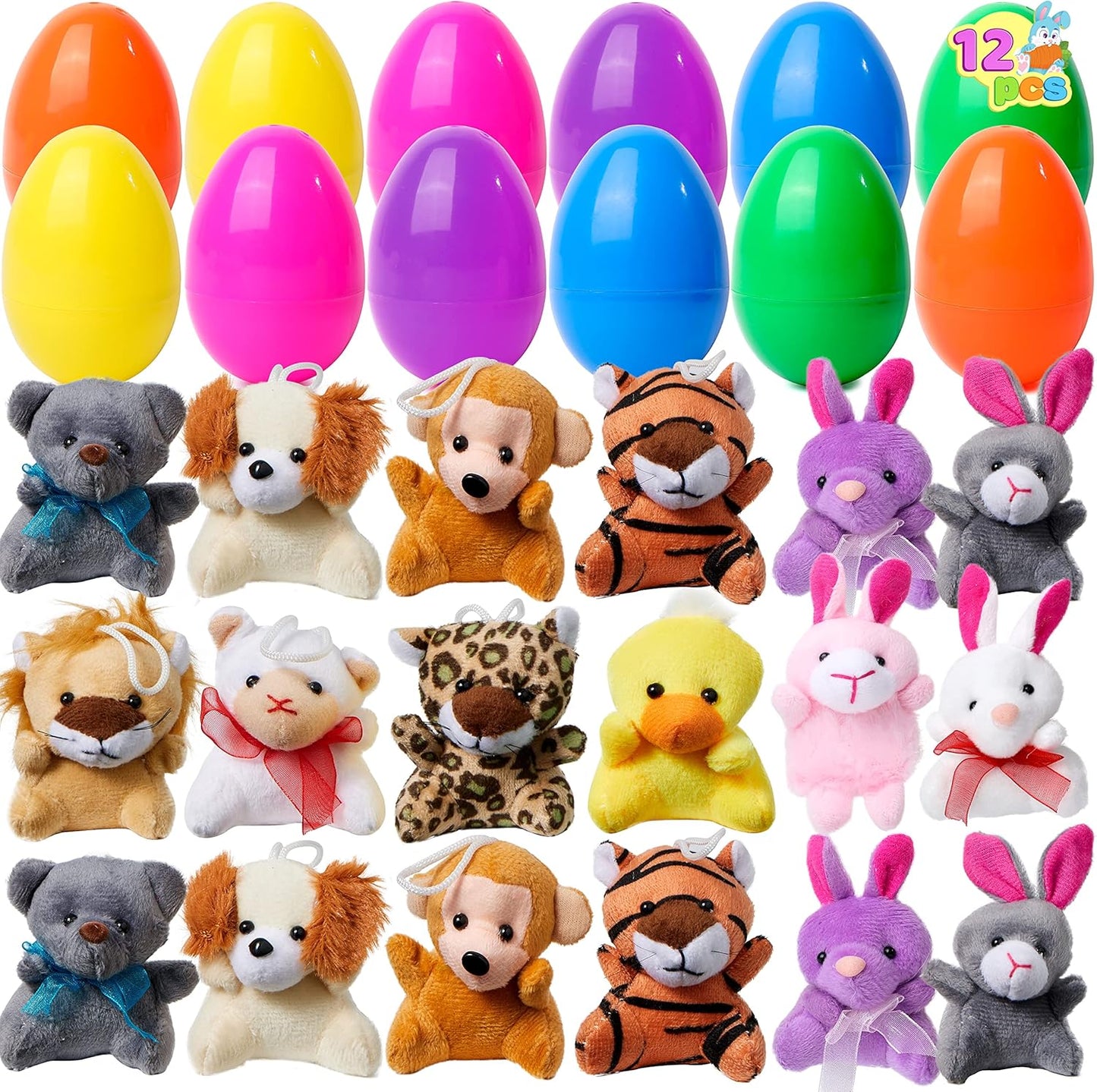 🔥Oferta de Pascua 49% - 24/12 Huevos de Pascua precargados llenos de animales de peluche-ES