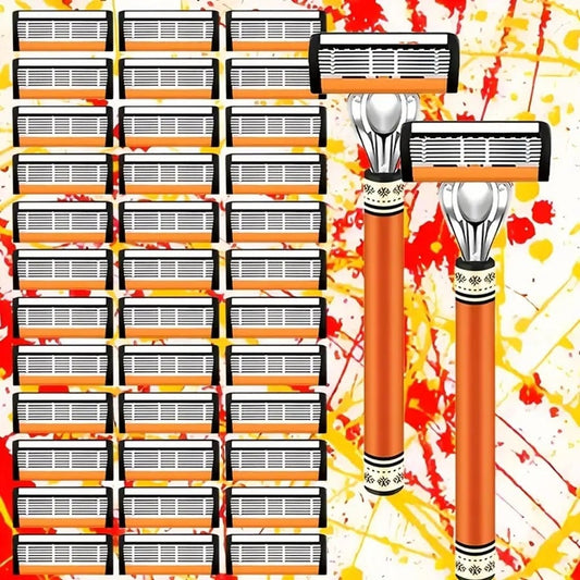 🎉Oferta de Año Nuevo – 49% de descuento🔥24/48 cuchillas de repuesto para maquinilla de afeitar para hombre con mango-ES