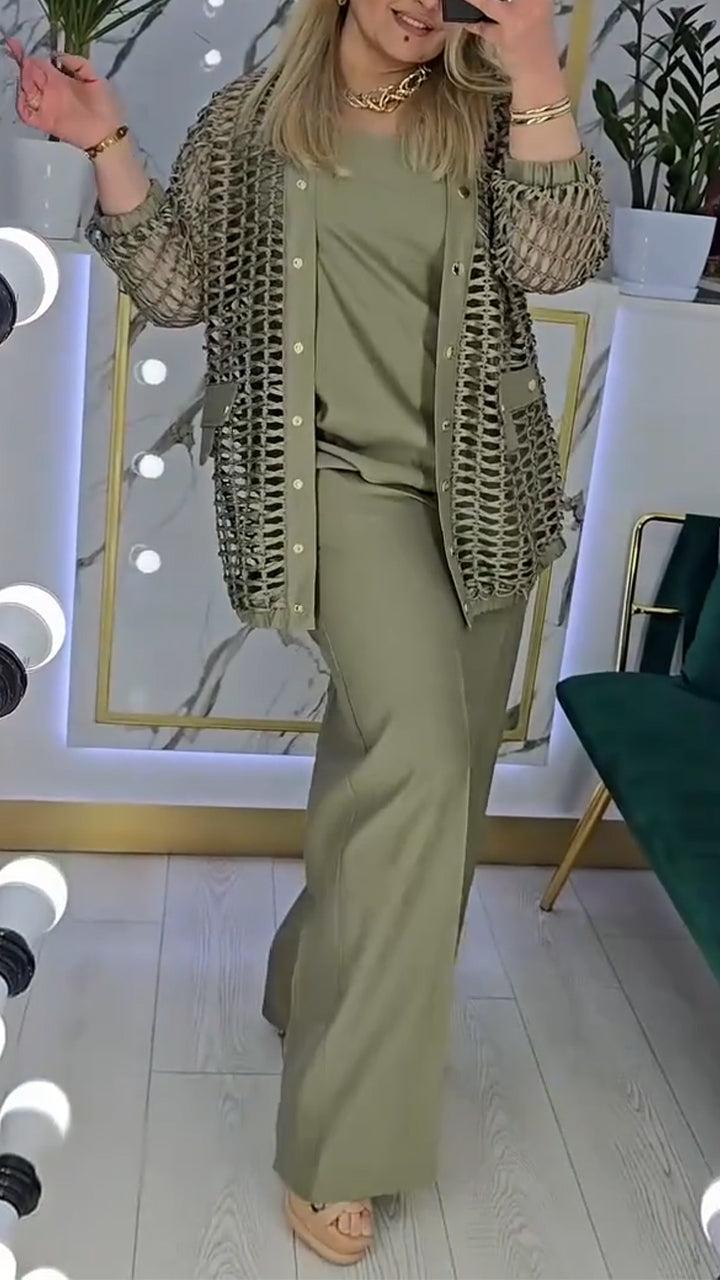 Moteriškas trijų dalių tuščiaviduris kostiumas-LT