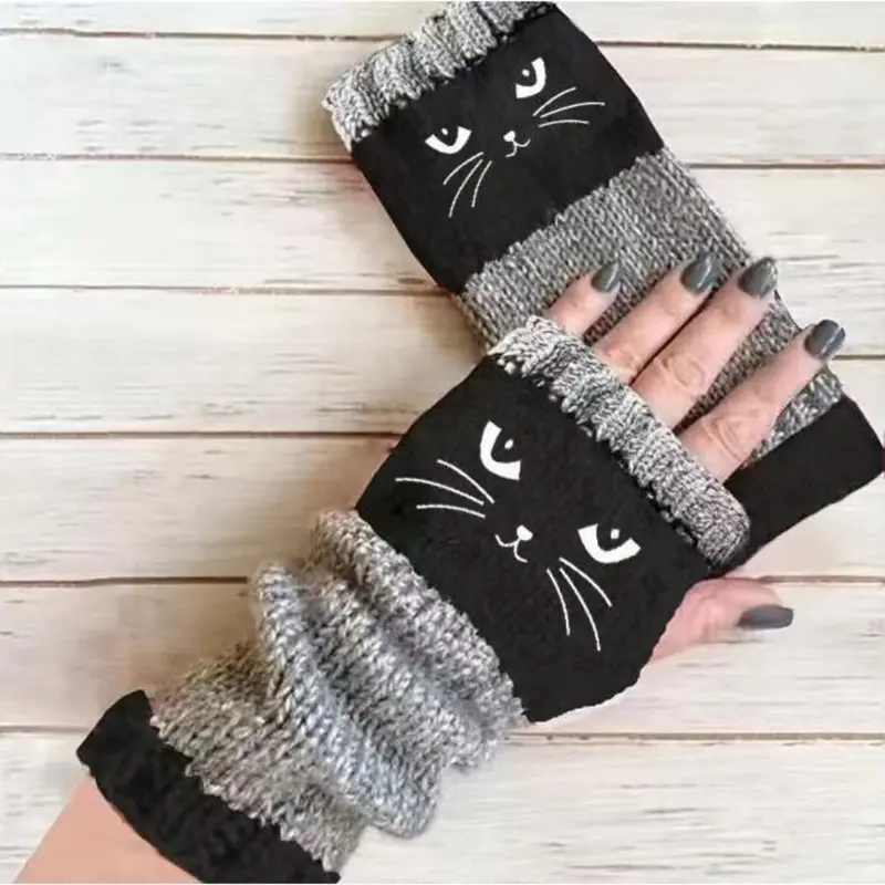 🐱 Lindos guantes de gato tejidos para mujer🧤🧶-ES