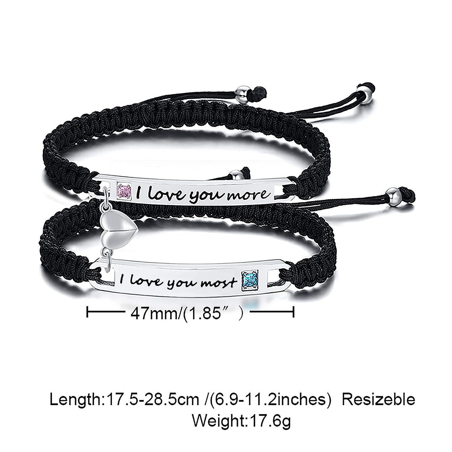 🔥KARŠTAS IŠPARDAVIMAS -50% NUOLAIDA🔥Širdelės formos reguliuojamo pinto apyrankės rinkinys-LT