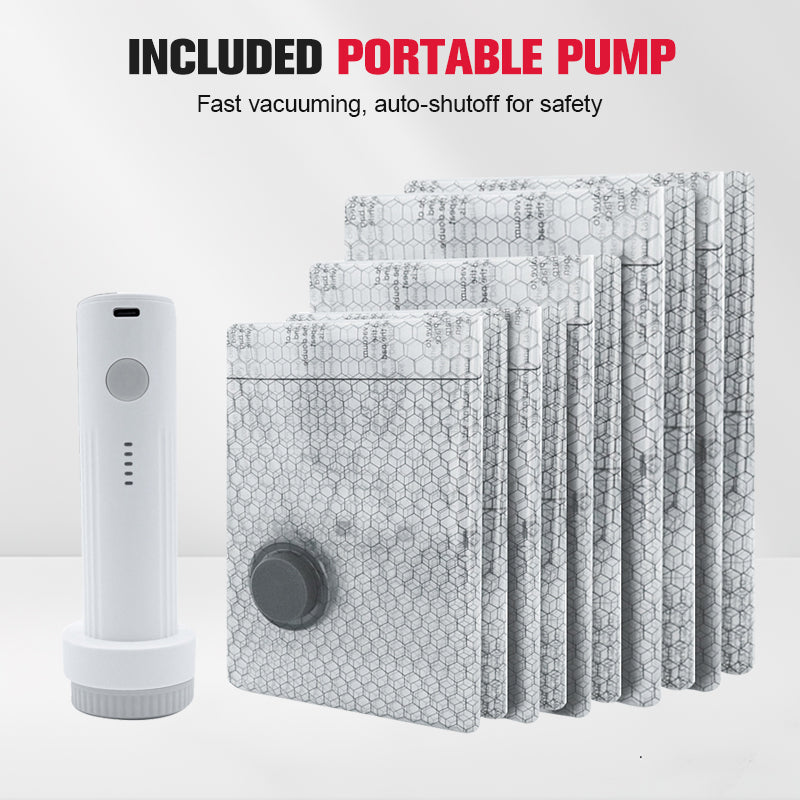 💪🌬️ Vakuuminiai kelioniniai krepšiai ir nešiojamas siurblio rinkinys 👕✨-LT