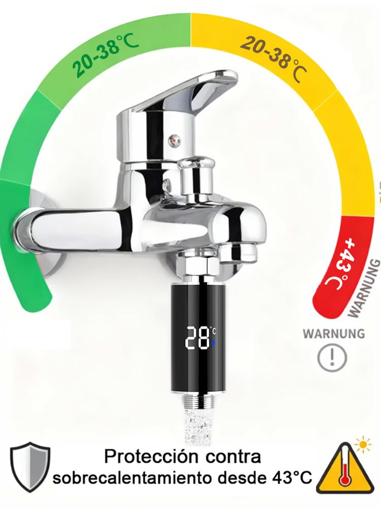 Aplicable a todos los grifos Termómetro inteligente con pantalla de temperatura del agua-ES