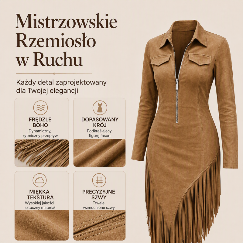 🌸Razprodaja 49%💖Ženska retro midi obleka z zadrgo in resicami-SI