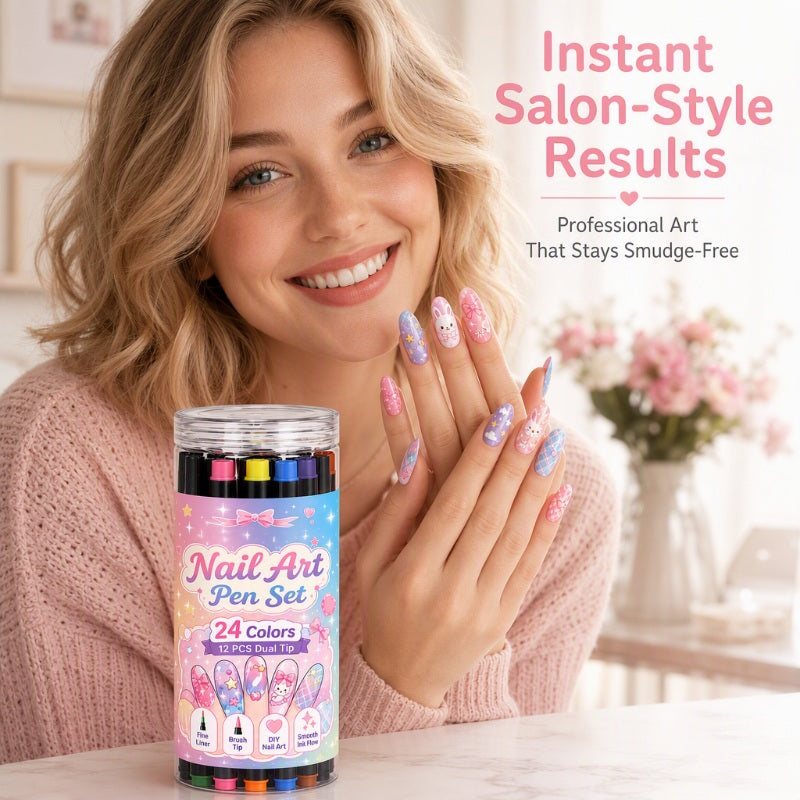 💅 RIBOTĄ LAIKOTARPĮ 50 % NUOLAIDA! 💥 24 spalvingų dvipusių nagų dailės pieštukų rinkinys – kūrybingi, salono kokybės, lengvai pasidarysite patys ✨-LT