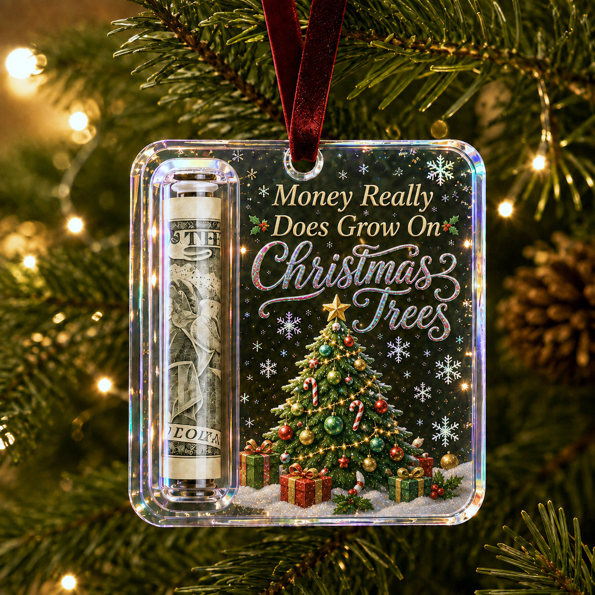 🔥PASKUTINĖ DIENA 50% NUOLAIDA - 🎄Kalėdinė pinigų puošmena - Pinigai gali atrodyti kaip tikra Kalėdų dovana💵-LT