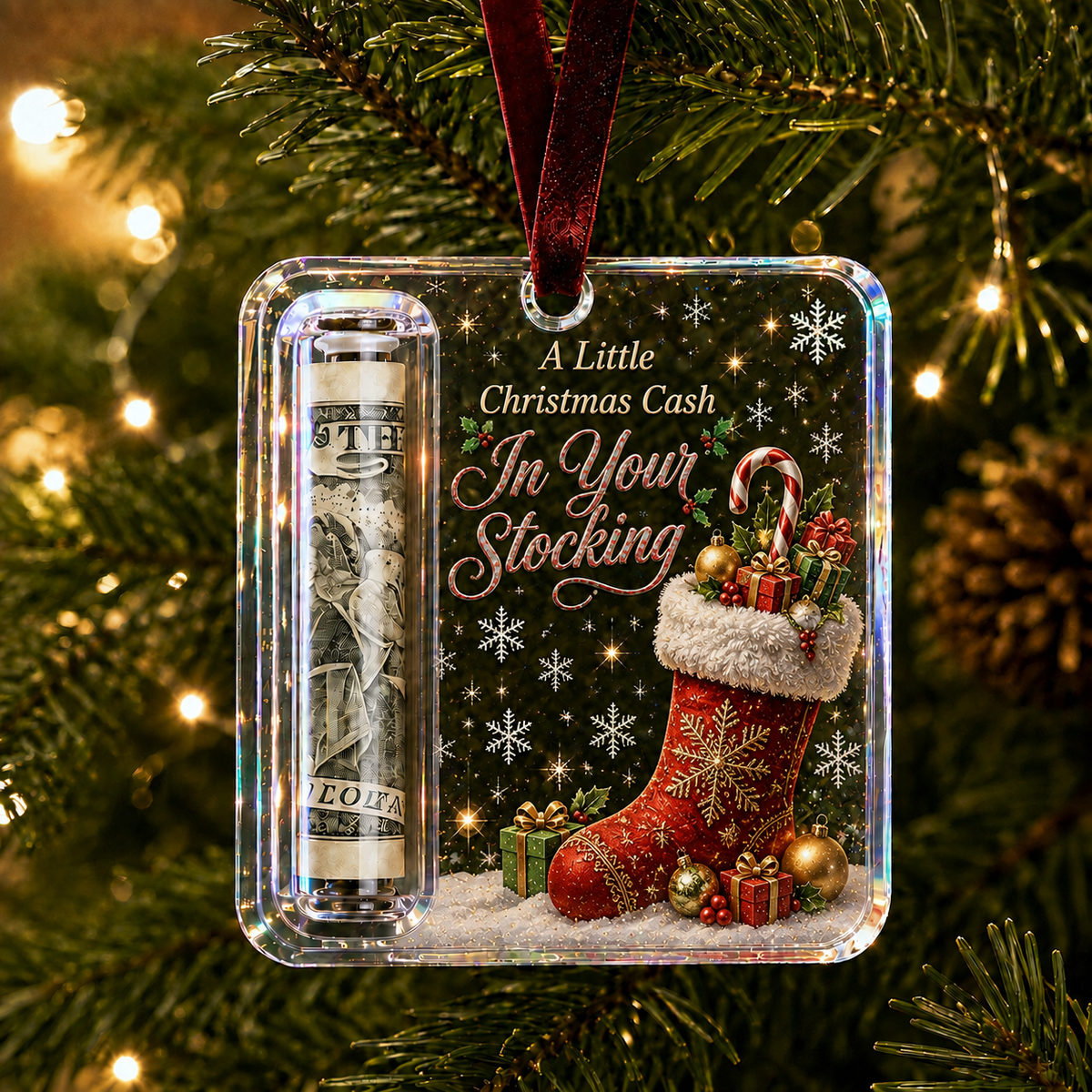 🔥PASKUTINĖ DIENA 50% NUOLAIDA - 🎄Kalėdinė pinigų puošmena - Pinigai gali atrodyti kaip tikra Kalėdų dovana💵-LT