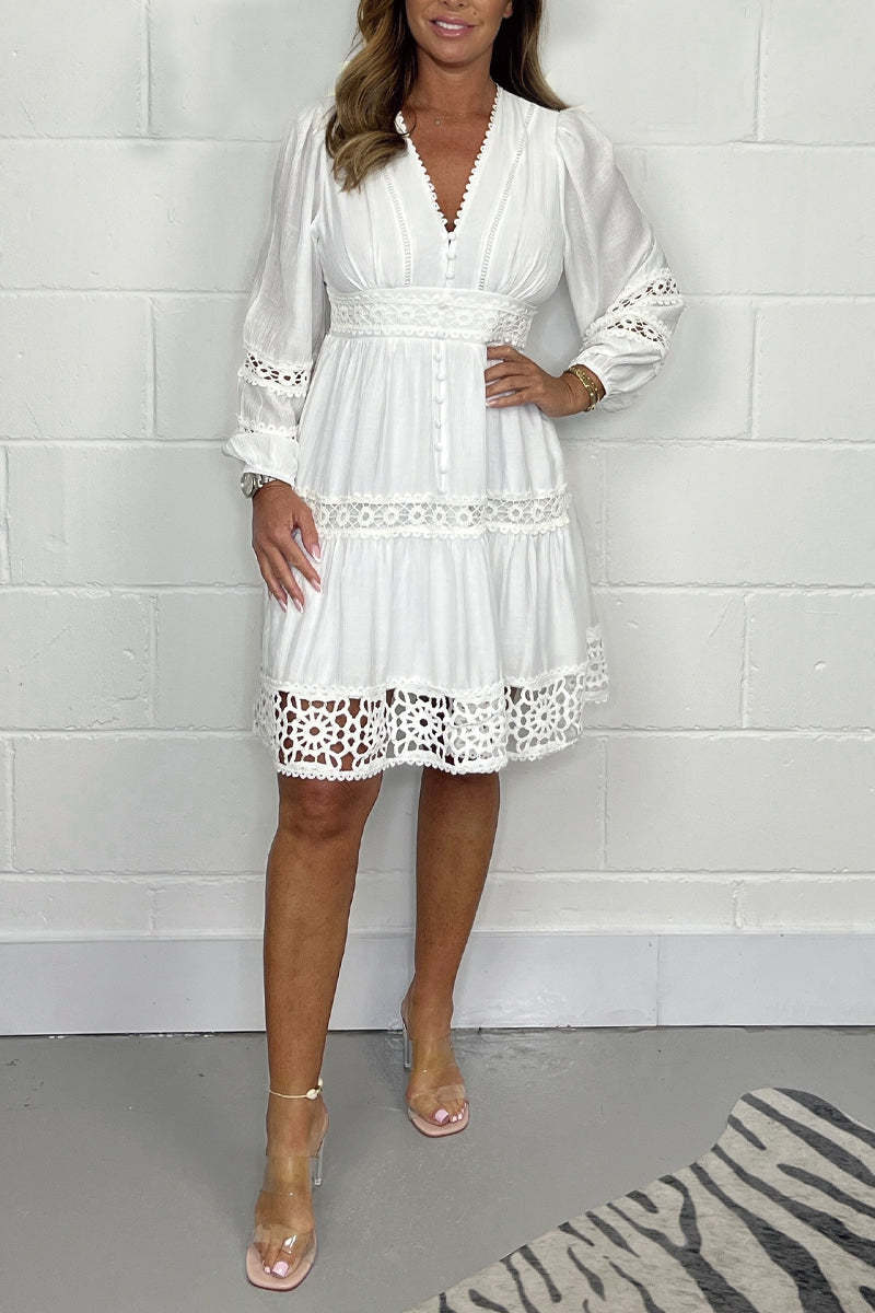 🌸Módne a elegantné čipkované šaty s výstrihom do V-SK