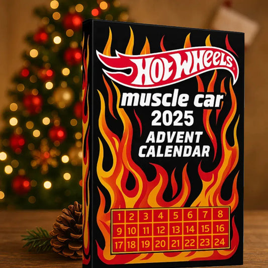 🔥Vroča razprodaja - 50 % POPUST🔥 - 🚗Adventni koledar avtomobilčkov Hot Wheels Muscle - 24 DNI 2025🎄-SI