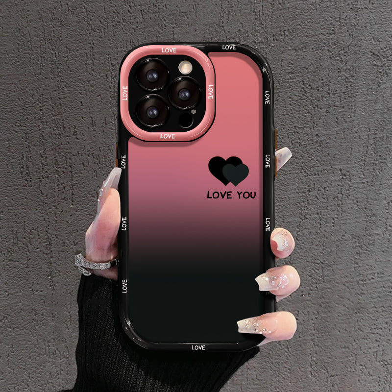 Funda para iPhone con degradado mate: diseños sonrientes "Love You & Lucky"-ES