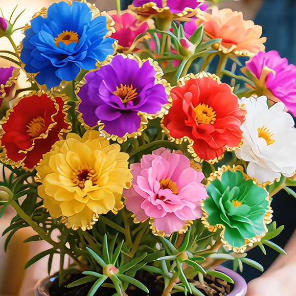 Χρυσή Δαντελένια Πορτουλάκα🌸✨ Υπέροχα διπλά άνθη για αβίαστα καλοκαιρινά χρώματα-GR