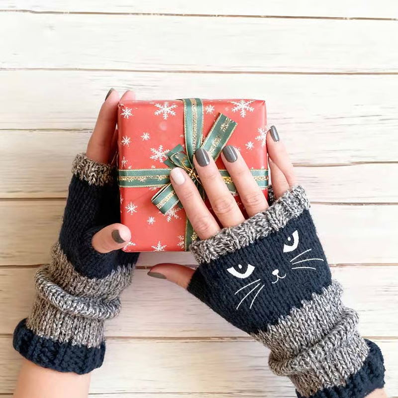 🐱 Lindos guantes de gato tejidos para mujer🧤🧶-ES