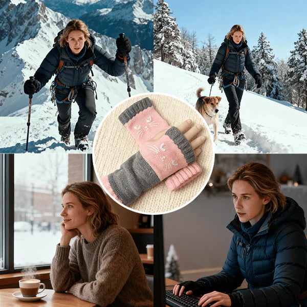 🐱 Lindos guantes de gato tejidos para mujer🧤🧶-ES