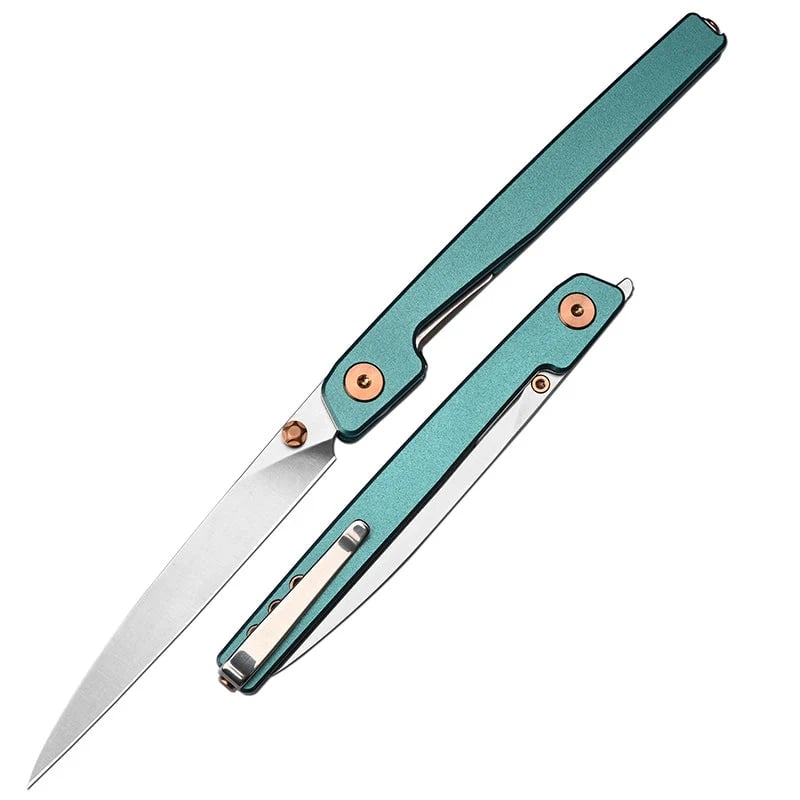 🔥Zadnja dnevna razprodaja 50 % POPUSTA🎉Nož Lanky Liner Lock Front Flipper s črnim aluminijastim ročajem-SI