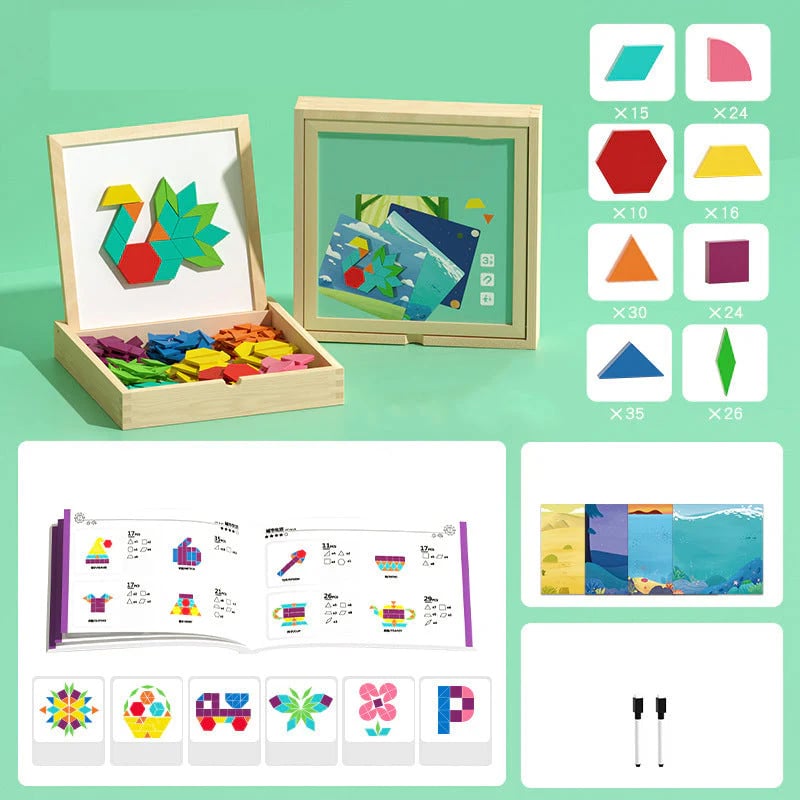 🎁Ankstyvas Kalėdų išpardavimas 50% nuolaida🔥Medinis magnetinių raštų kaladėlių dėlionių rinkinys🧩-LT