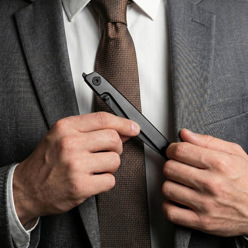🔥Zadnja dnevna razprodaja 50 % POPUSTA🎉Nož Lanky Liner Lock Front Flipper s črnim aluminijastim ročajem-SI