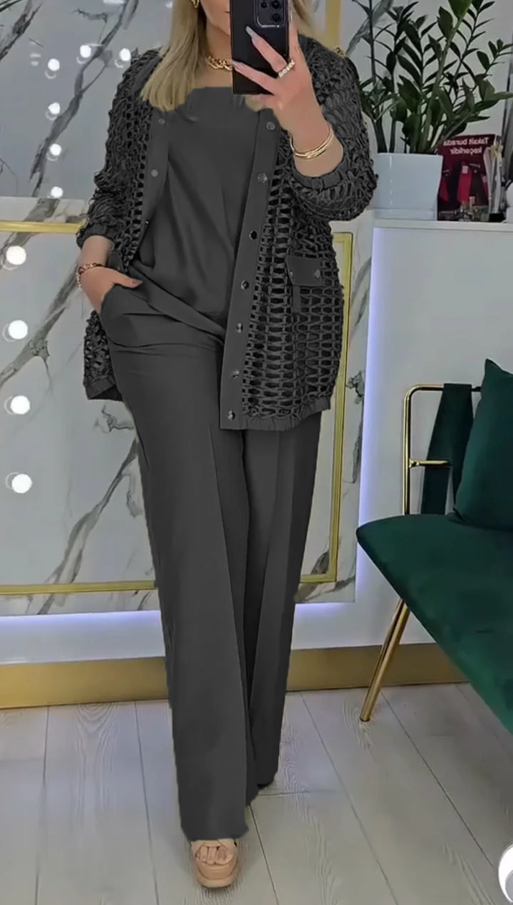 Moteriškas trijų dalių tuščiaviduris kostiumas-LT