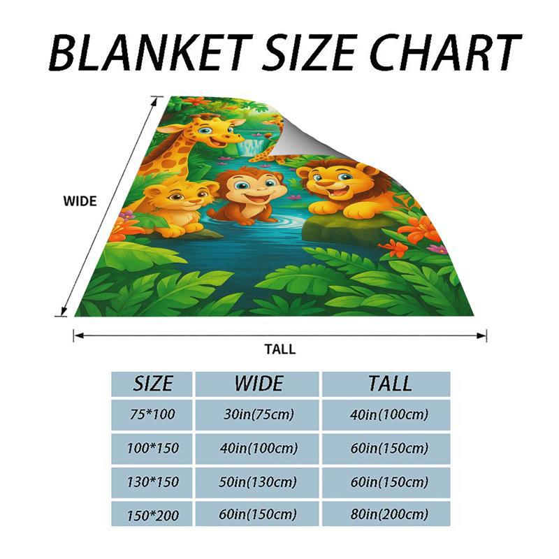 Manta de franela de felpa con estampado de jungla de dibujos animados-ES