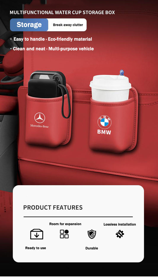 Organizador de portavasos de cuero para coche-ES