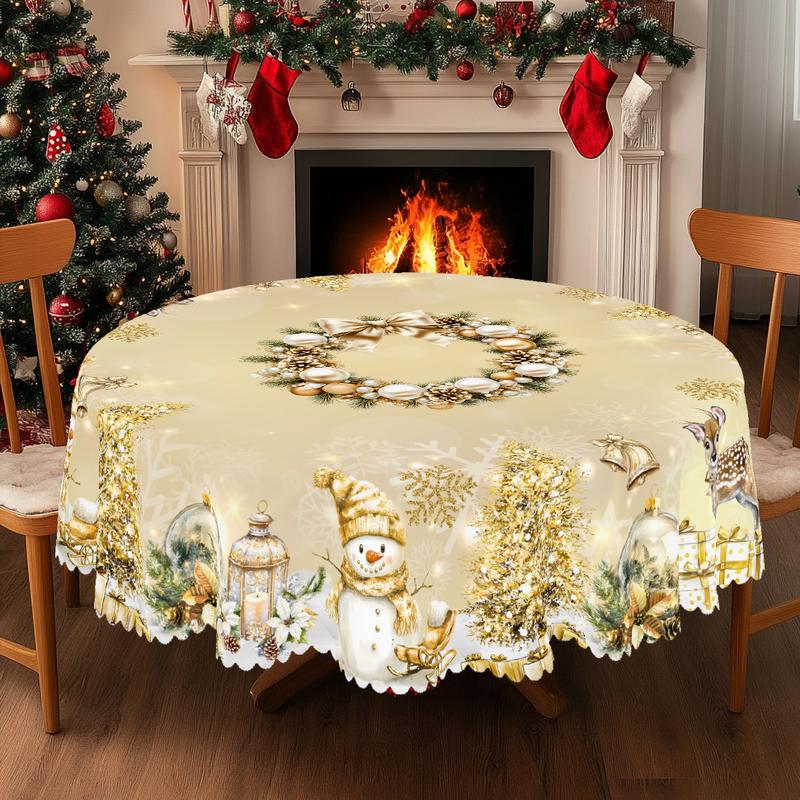 Mantel navideño de primera calidad: un encantador diseño de Papá Noel y renos para disfrutar de momentos alegres en familia.-ES