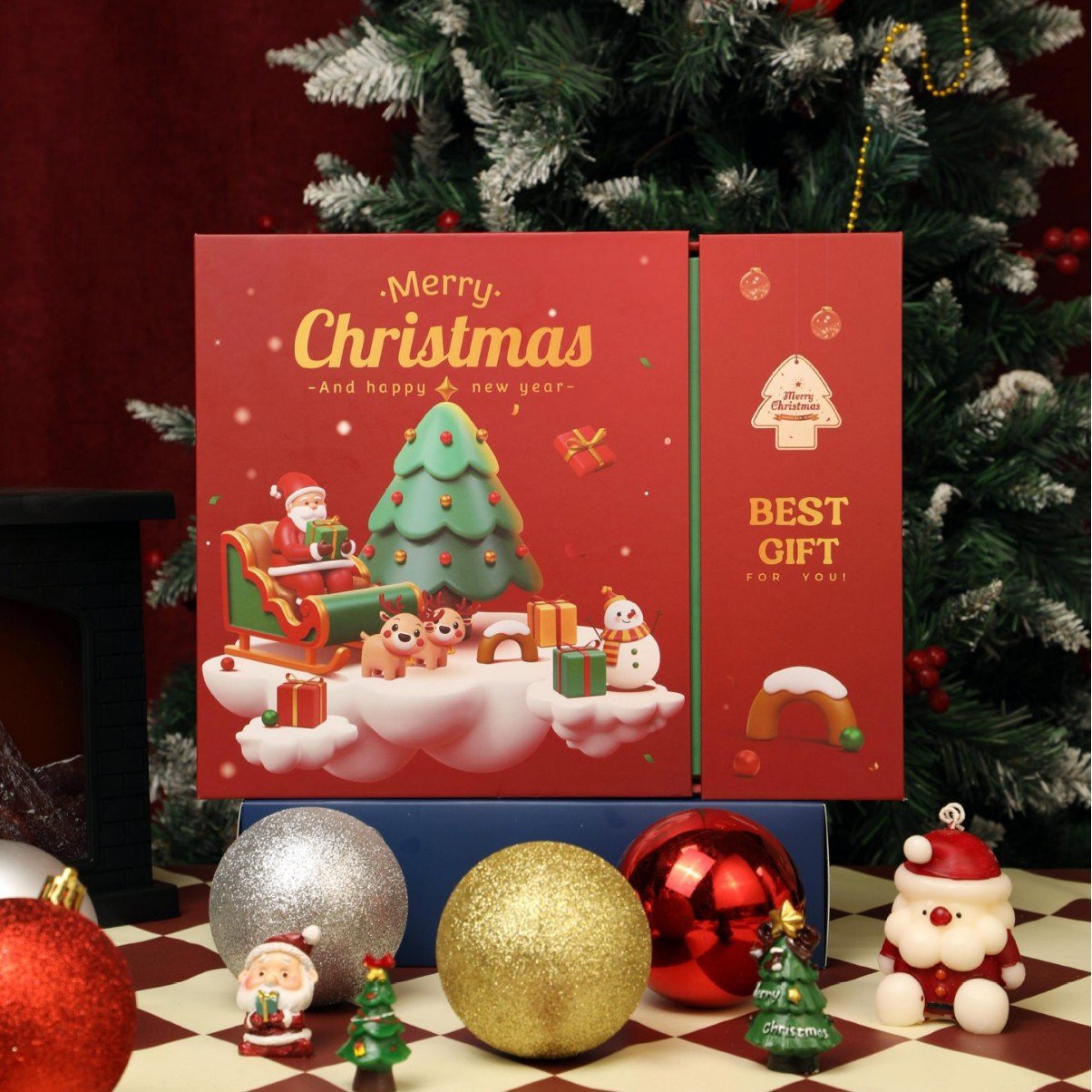 Roza marmorni adventni koledar 2025, škatla za odštevanje 24 dni do božiča-SI