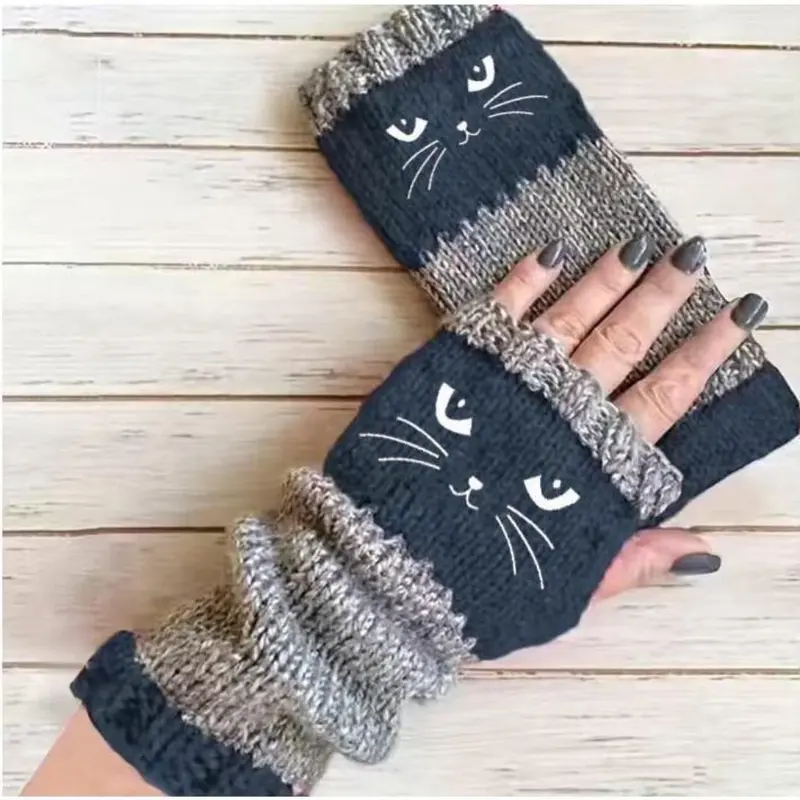 🐱 Lindos guantes de gato tejidos para mujer🧤🧶-ES