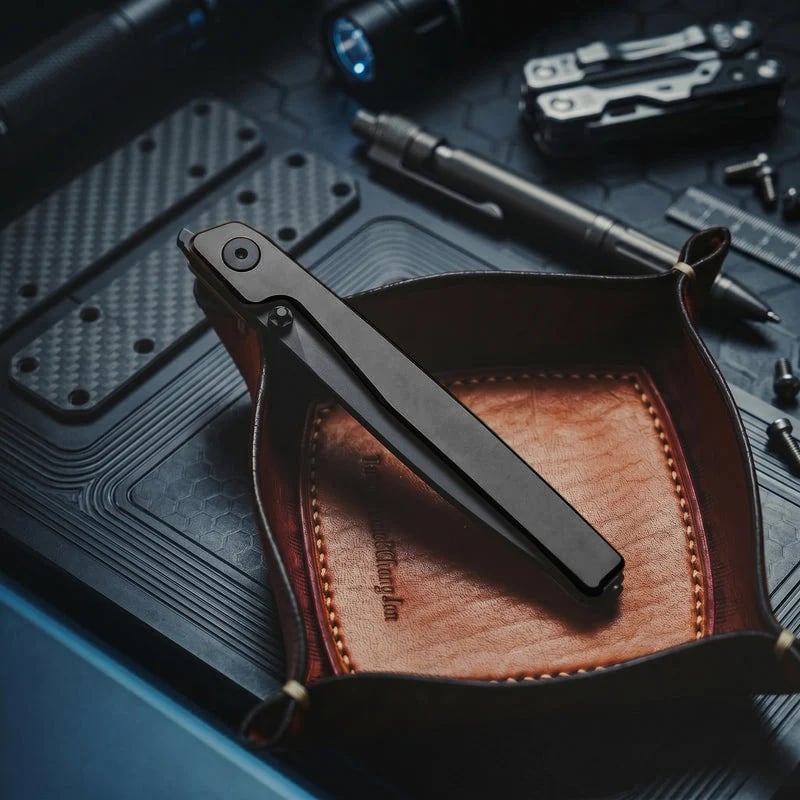 🔥Zadnja dnevna razprodaja 50 % POPUSTA🎉Nož Lanky Liner Lock Front Flipper s črnim aluminijastim ročajem-SI