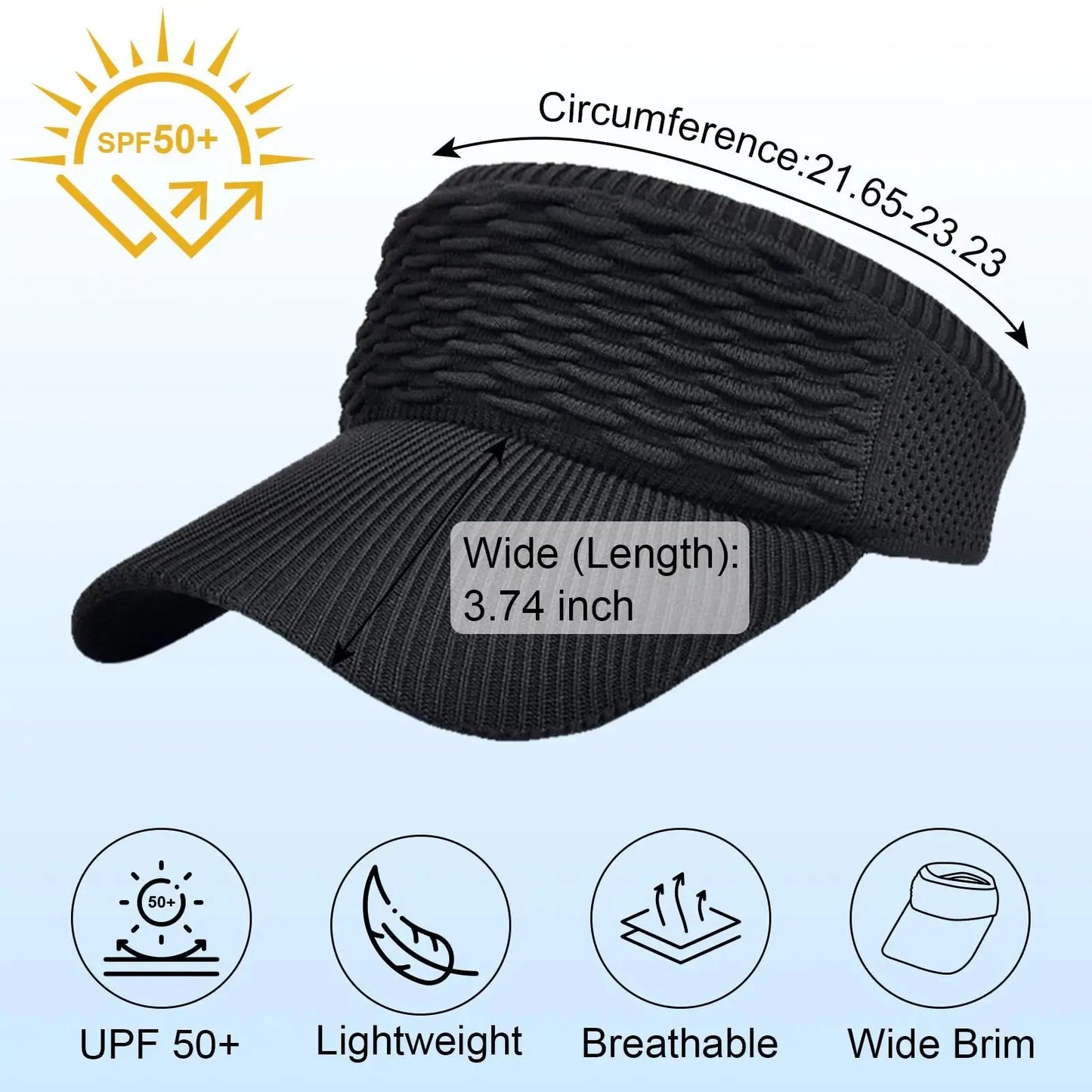 ☀️🧢 Skydelis su skylute aukštai uodegai – apsauga nuo UV spindulių, kvėpuojantis, skirtas lauko veiklai ir kasdieniam naudojimui-LT