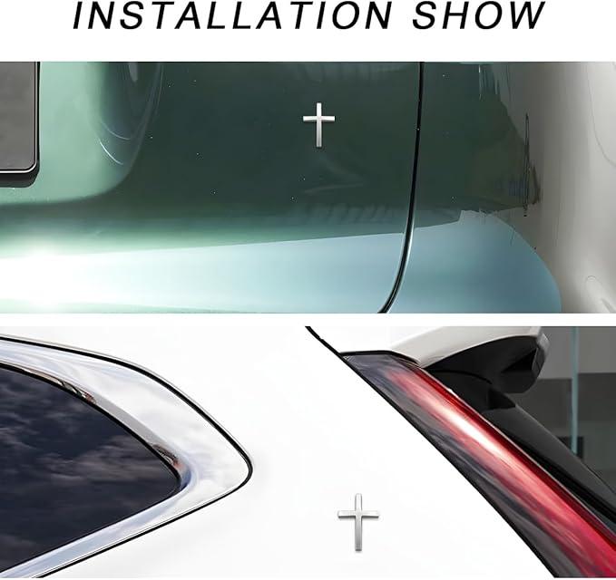 3D metalinio kryžiaus automobilio lipdukas-LT