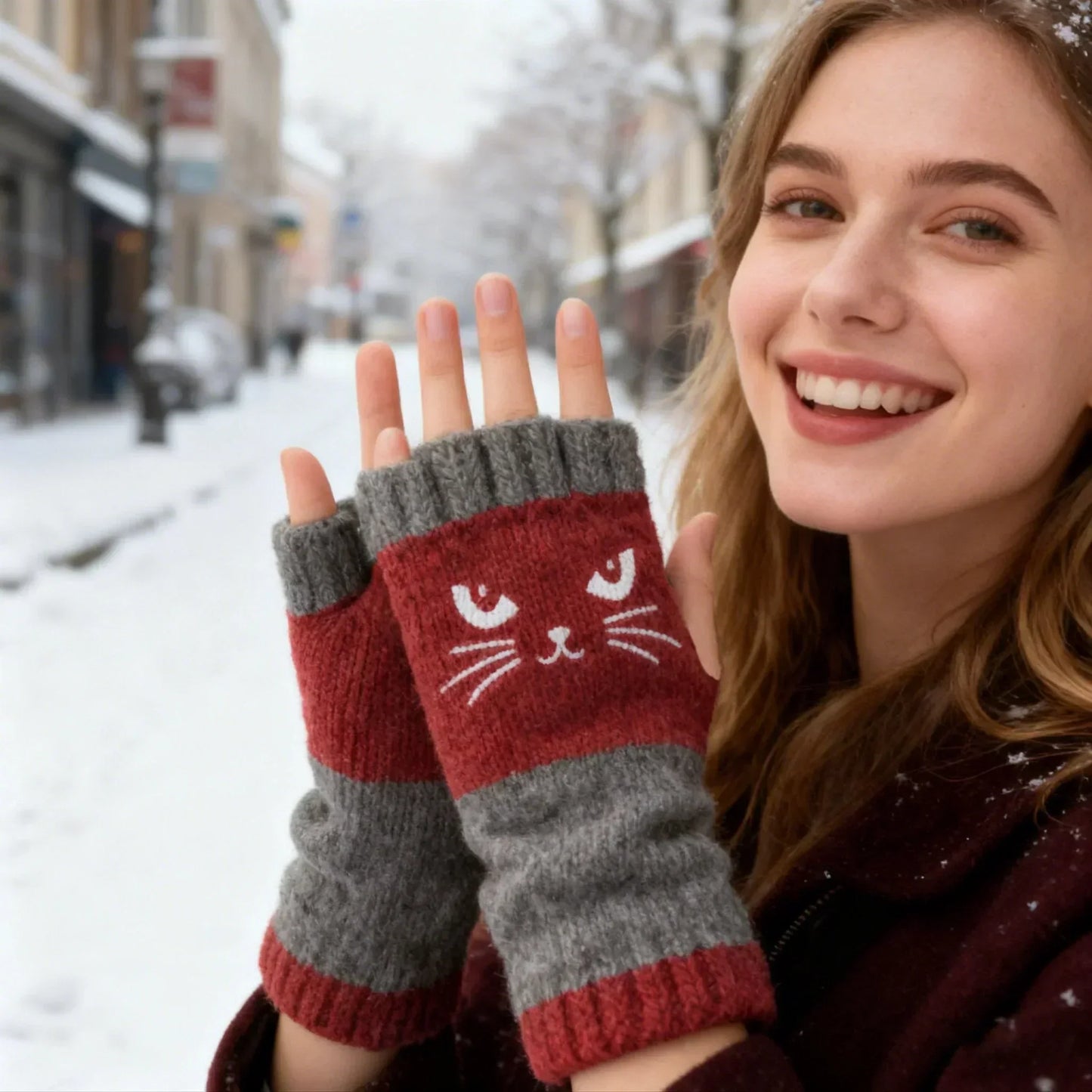 🐱 Lindos guantes de gato tejidos para mujer🧤🧶-ES