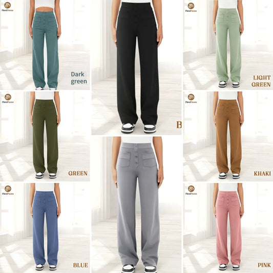 🔥49% DE DESCUENTO - 🔥- Pantalones casuales elásticos de cintura alta para mujer-ES