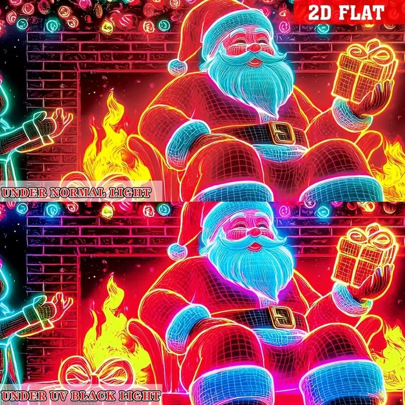 Χριστουγεννιάτικο banner πόρτας γκαράζ με ενεργοποιημένη UV ακτινοβολία που λάμπει στο σκοτάδι με σχέδιο κινουμένων σχεδίων Άγιου Βασίλη και ξωτικού, διακόσμηση εξωτερικού και εσωτερικού χώρου για πάρτι--GR