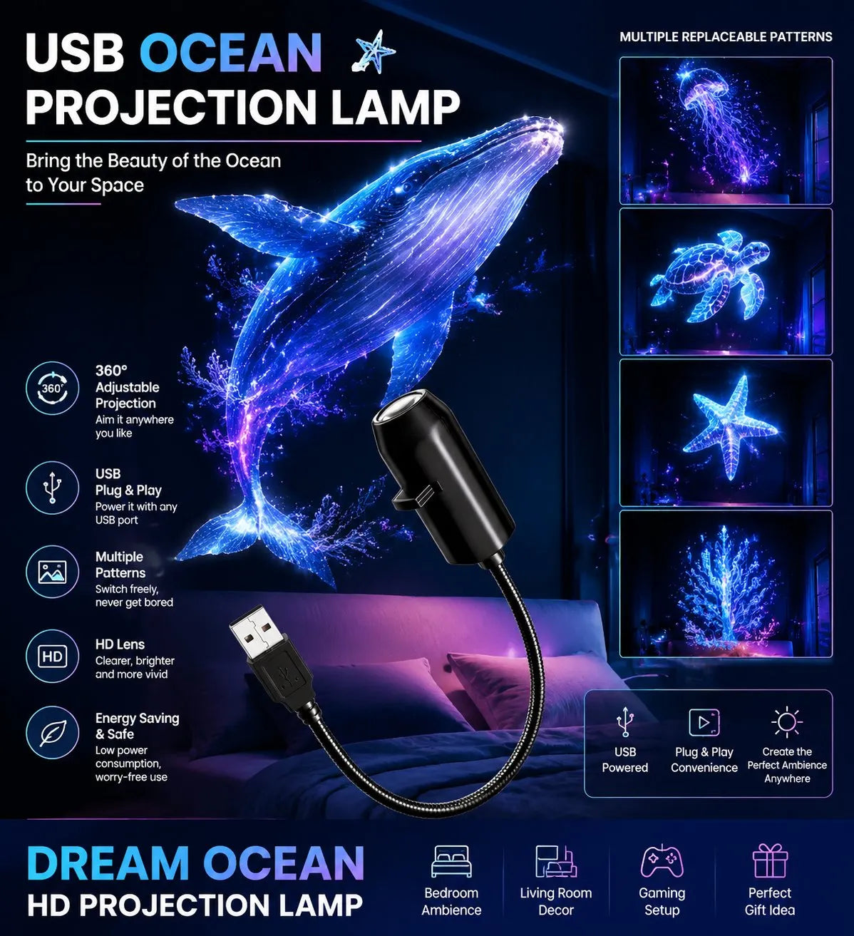 ✨ Proyector de cielo estrellado HD plug-and-play-ES