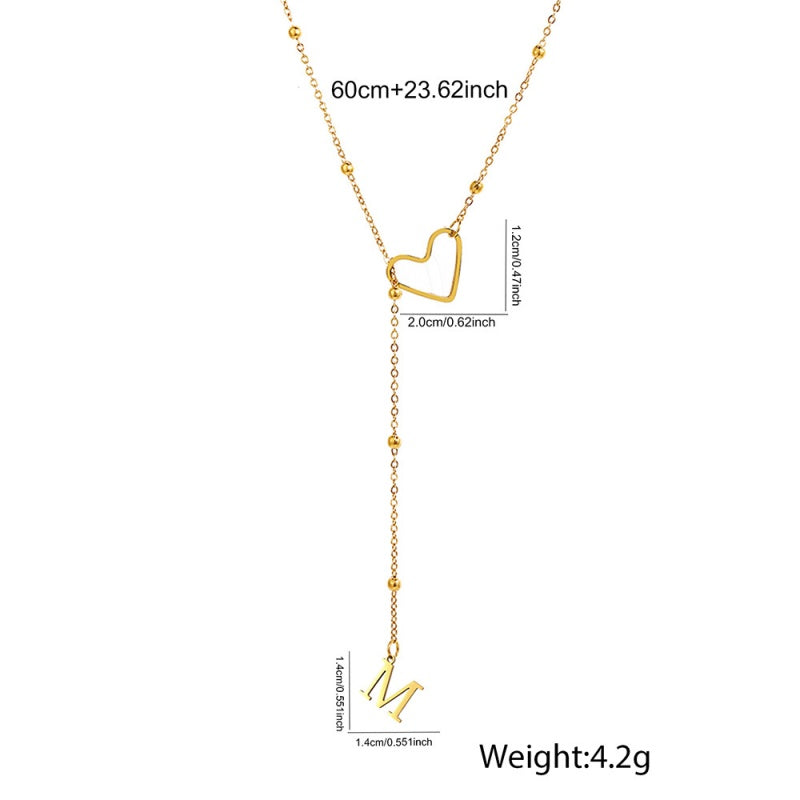 Collar en forma de Y con inicial y corazón-ES