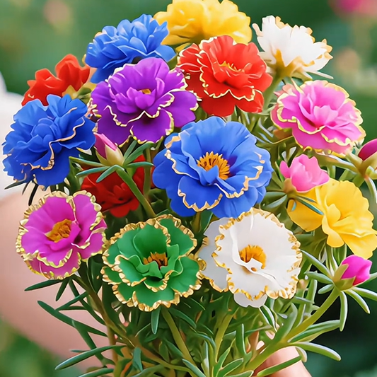 Zlata čipkasta portulaka🌸✨ Čudoviti dvojni cvetovi za lahkotno poletno barvanje-SI