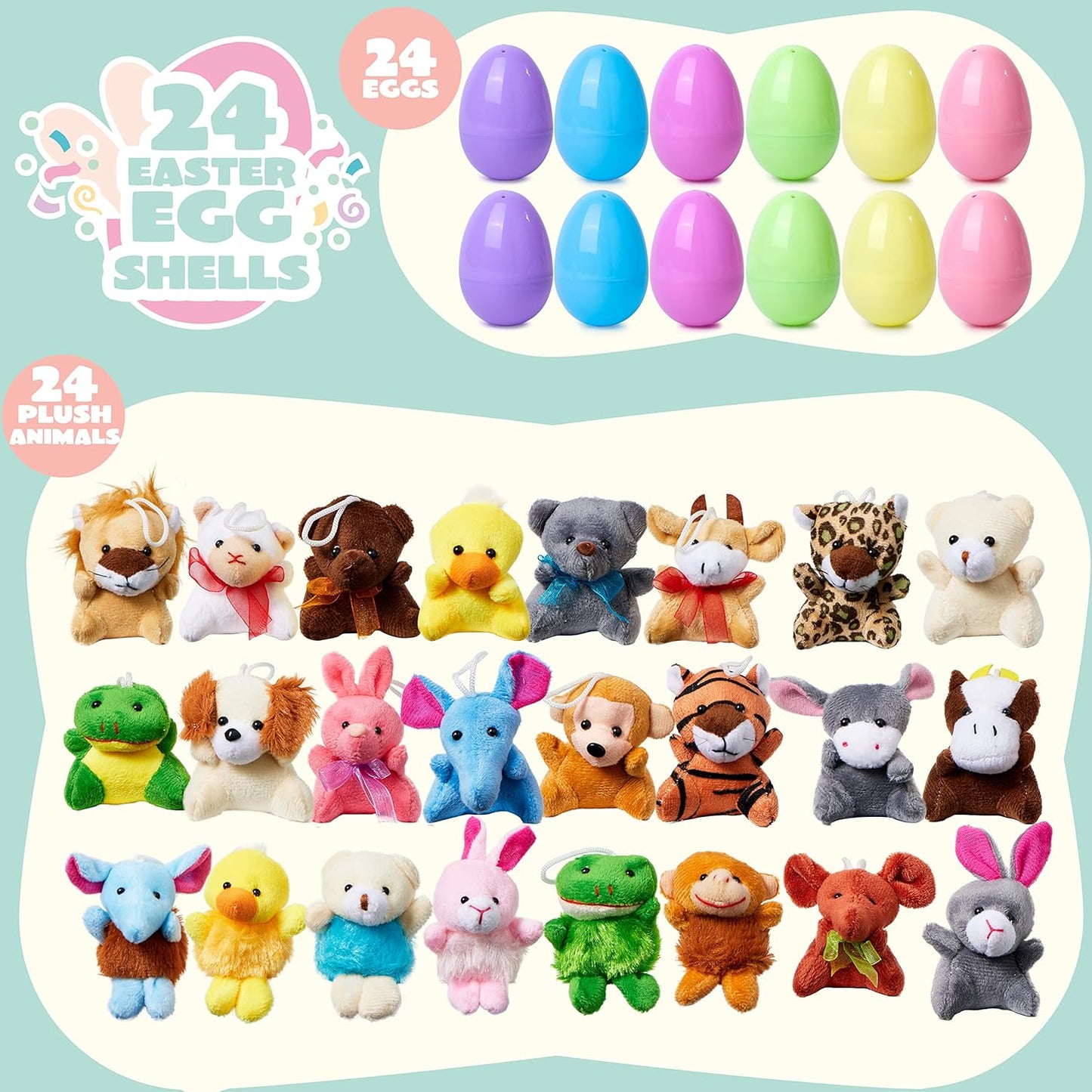 🔥Oferta de Pascua 49% - 24/12 Huevos de Pascua precargados llenos de animales de peluche-ES