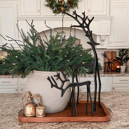 🎅 Éxito de ventas de Navidad 🦌 Figura de reno negro, decoración navideña-ES