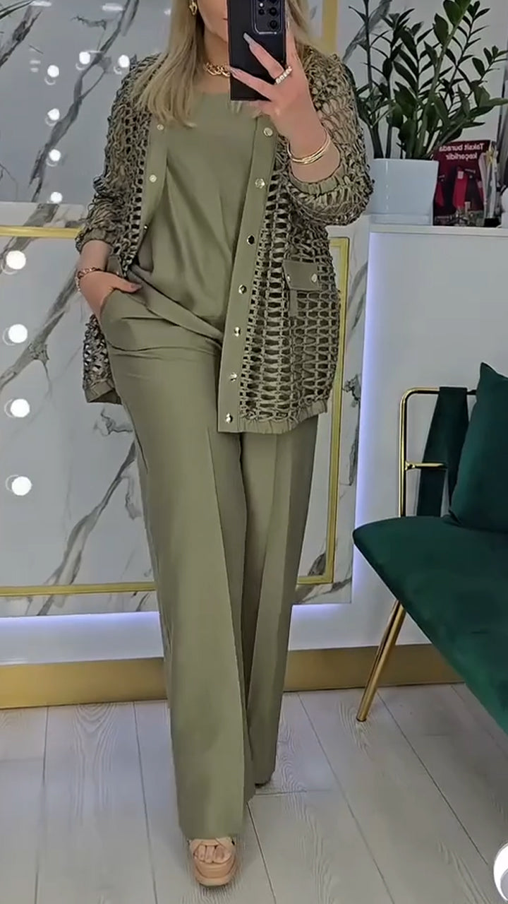 Moteriškas trijų dalių tuščiaviduris kostiumas-LT