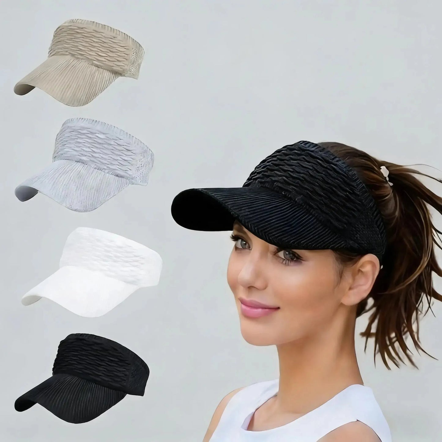 ☀️🧢 Skydelis su skylute aukštai uodegai – apsauga nuo UV spindulių, kvėpuojantis, skirtas lauko veiklai ir kasdieniam naudojimui-LT