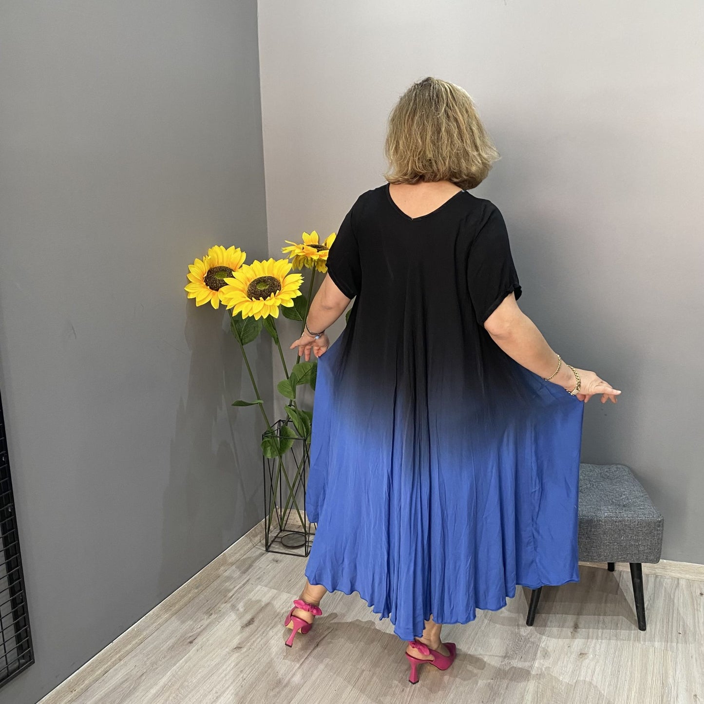 👗 Itališka atsitiktinė maxi suknelė su gradiento spalva