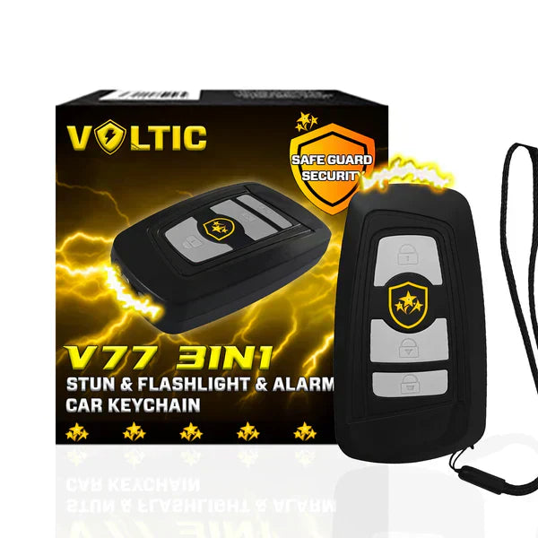 🔥⚡️ VOLTIC V77 3 en 1 llavero para coche con pistola eléctrica, linterna y alarma-ES