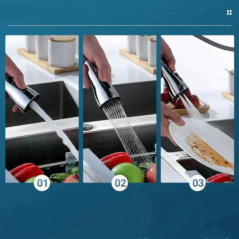 Cabezal rociador giratorio de 720° para grifo de cocina con 3 funciones-ES