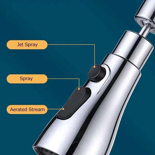 Cabezal rociador giratorio de 720° para grifo de cocina con 3 funciones-ES